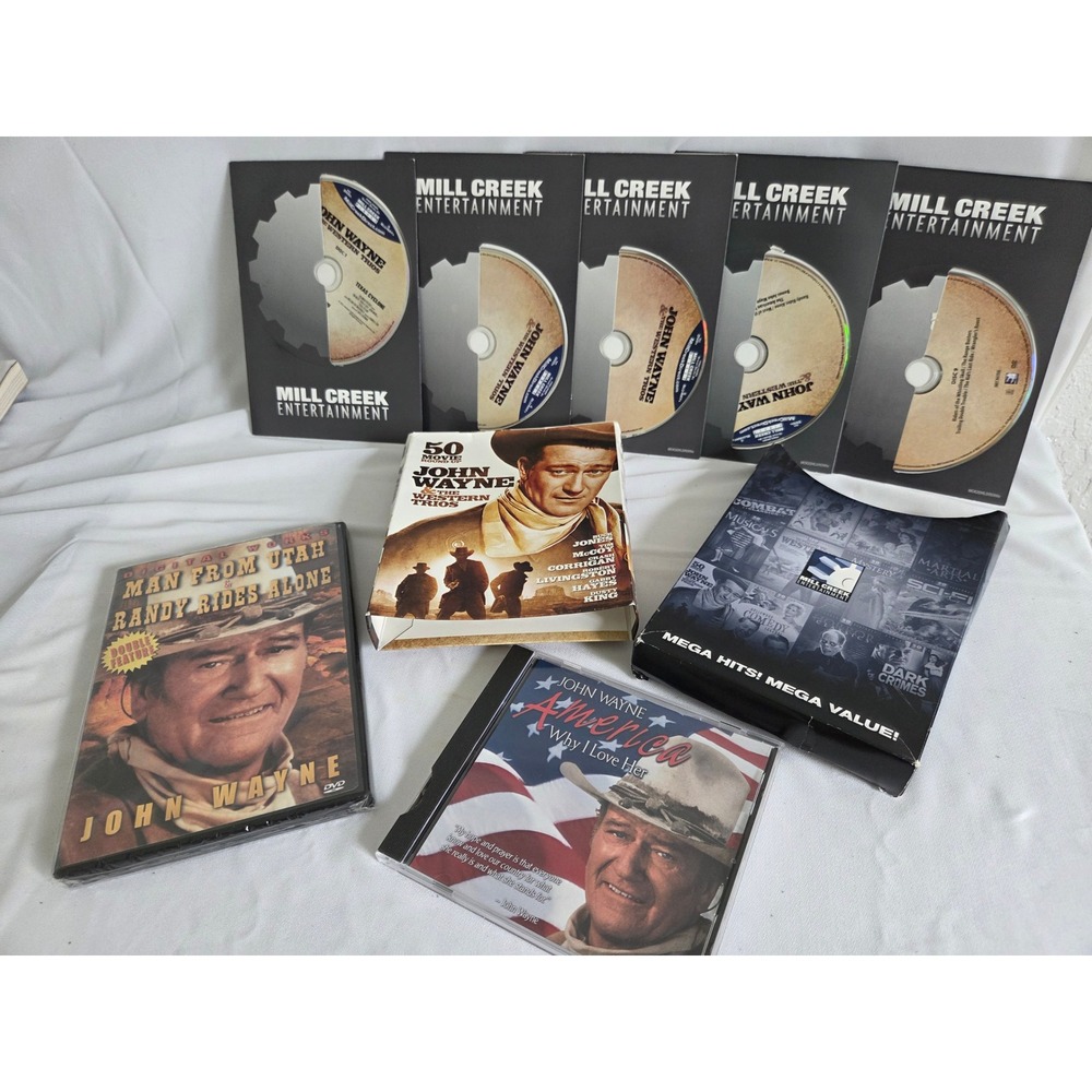 Lot John Wayne 50 Movie DVD Box Set Western Trios America Why I Love Her CD